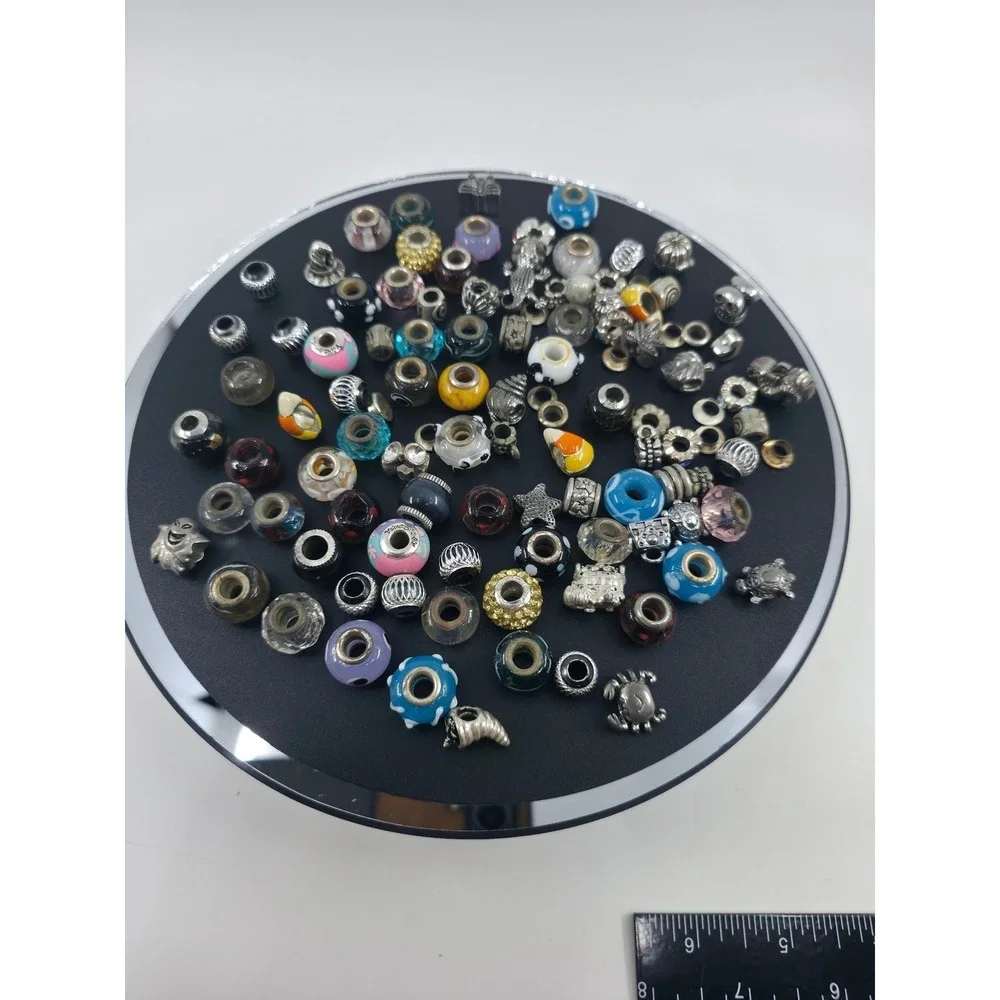 96pc Halloween Glass Bead Lot European Charm Mix Ghost Pumpkin Candy Corn Metal - Picture 1 of 10